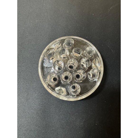 Vintage Clear Glass Flower Frog Round 13 Holes 4.5" Diameter - Picture 1 of 7